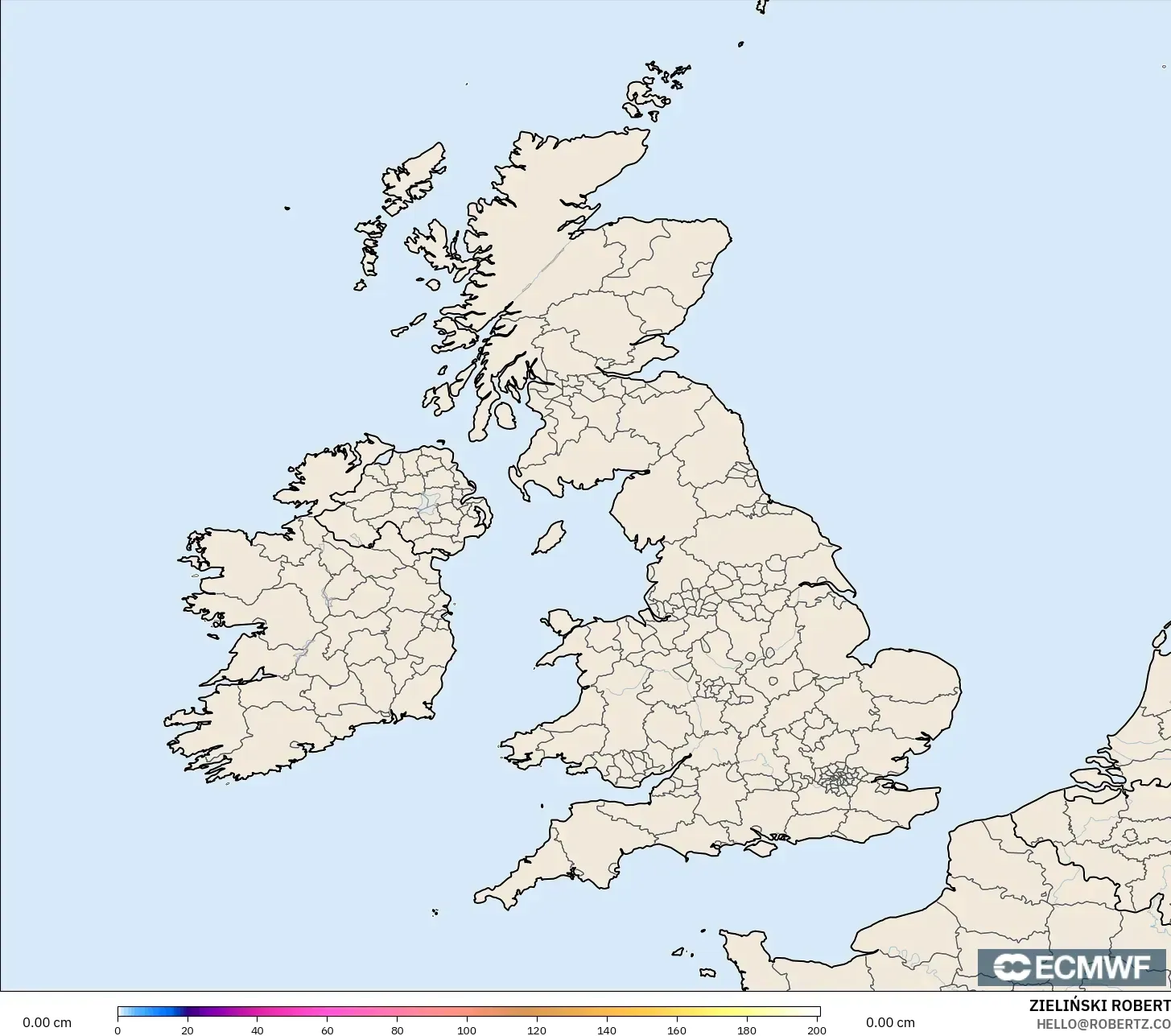 ECMWF IFS 0.25° model - Birleşik Krallık, Kar Kalınlığı