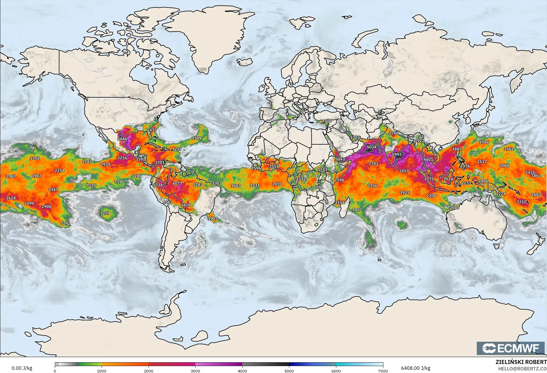 ECMWF IFS 0.25° model - Dünya, CAPE