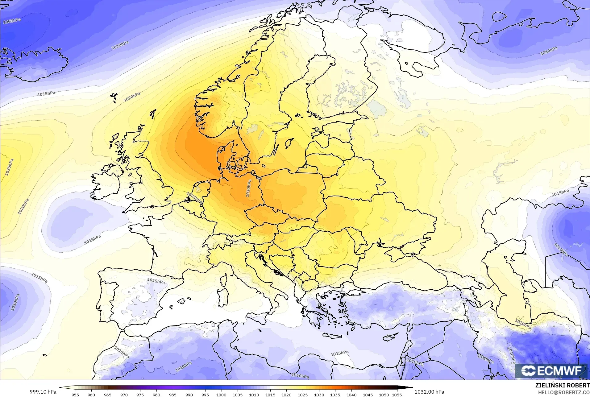 ECMWF IFS 0.25° model - Avrupa, Basınç