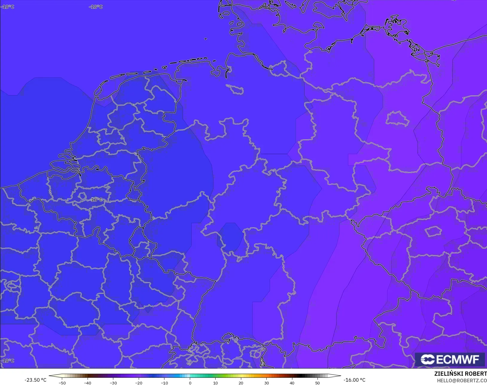 ECMWF IFS 0.25° model - Almanya, 500 hPa Sıcaklık