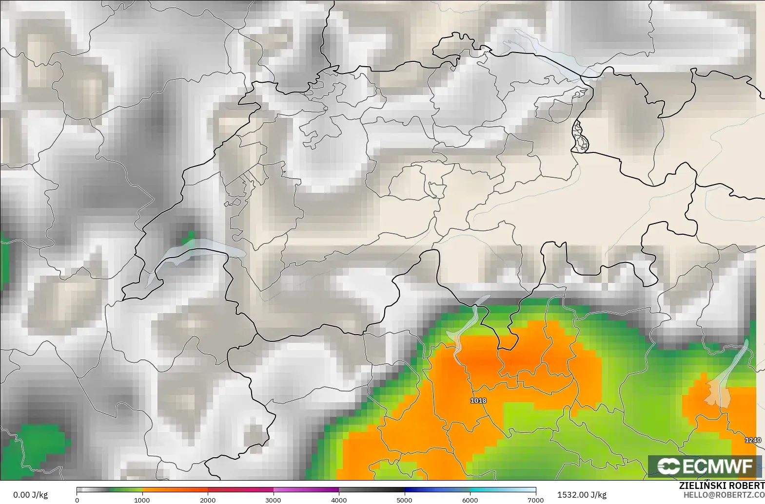 ECMWF IFS 0.25° model - İsviçre, CAPE