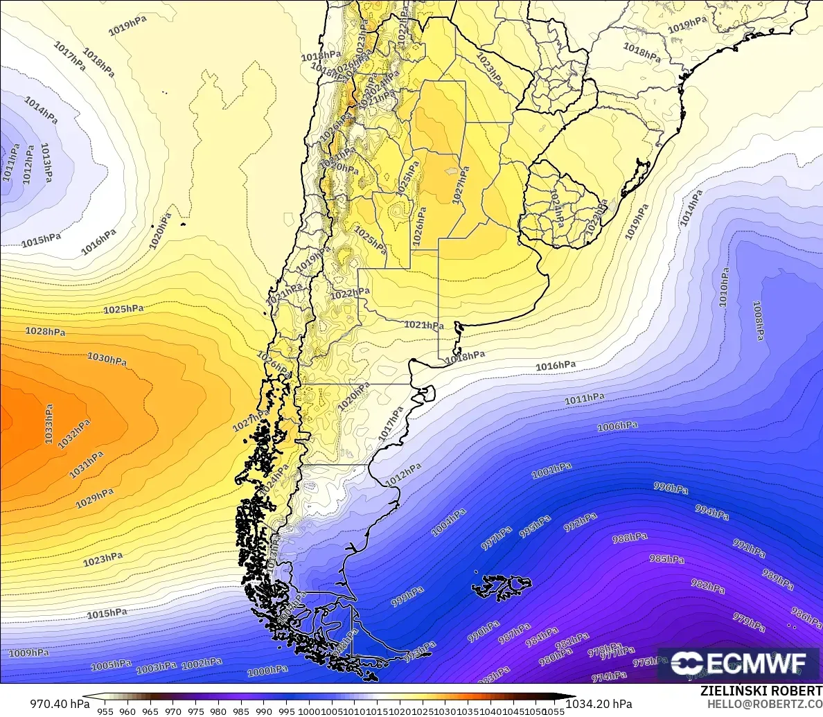 ECMWF IFS 0.25° model - Arjantin, Basınç