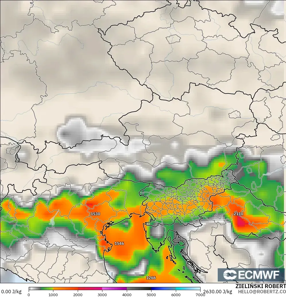 ECMWF IFS 0.25° model - Avusturya, CAPE