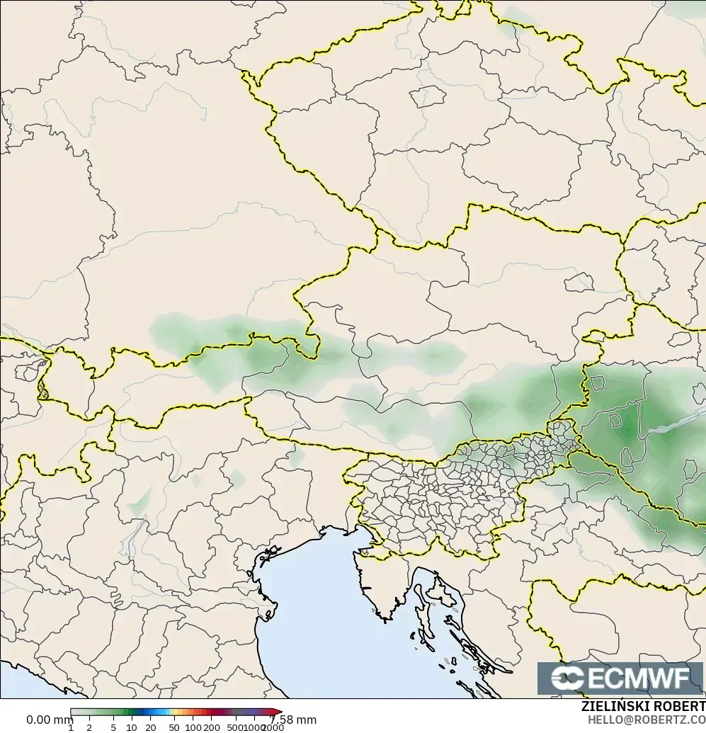 ECMWF IFS 0.25° model - Avusturya, Yağış Birikimi