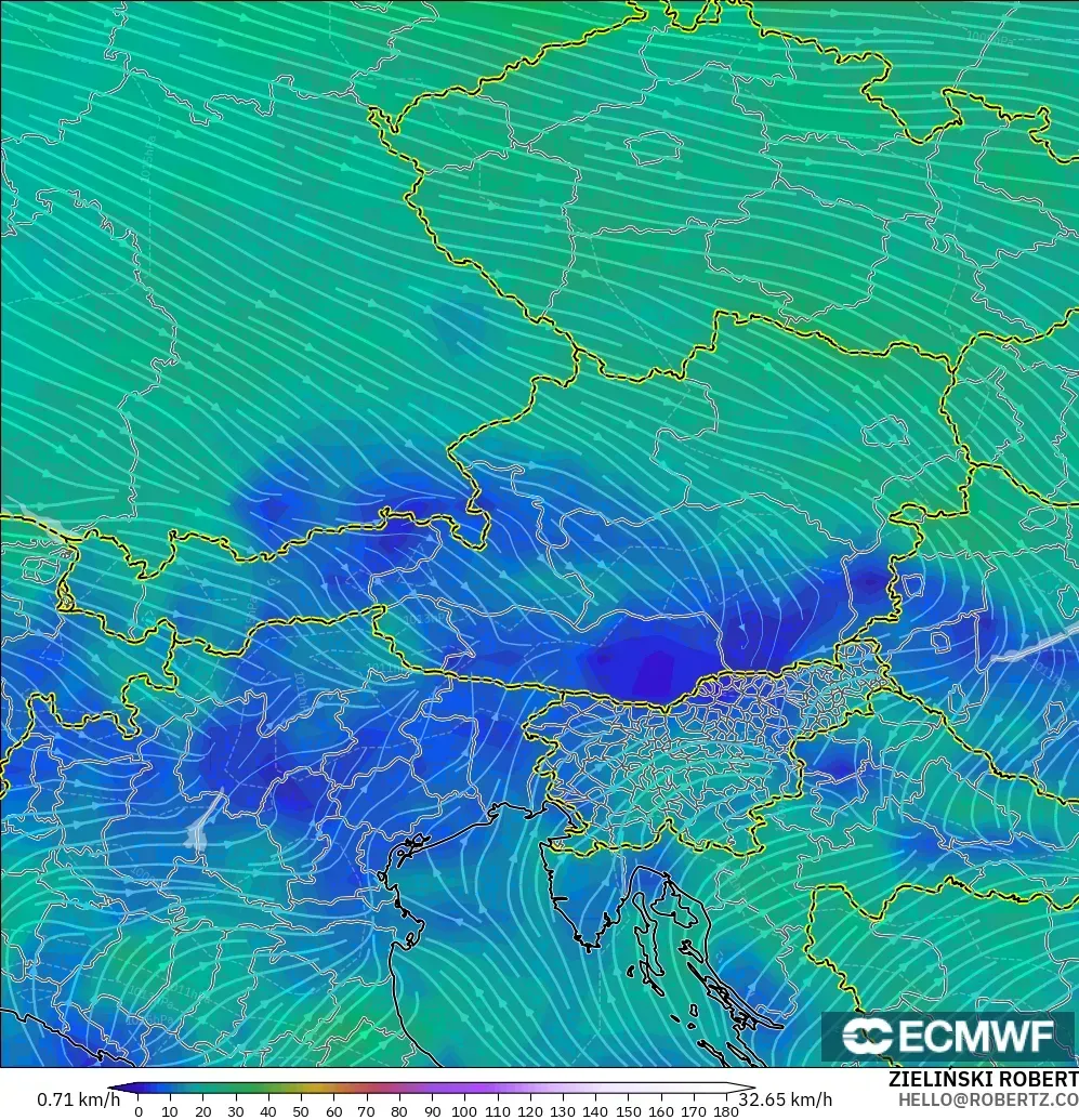 ECMWF IFS 0.25° model - Avusturya, 10 m Rüzgâr