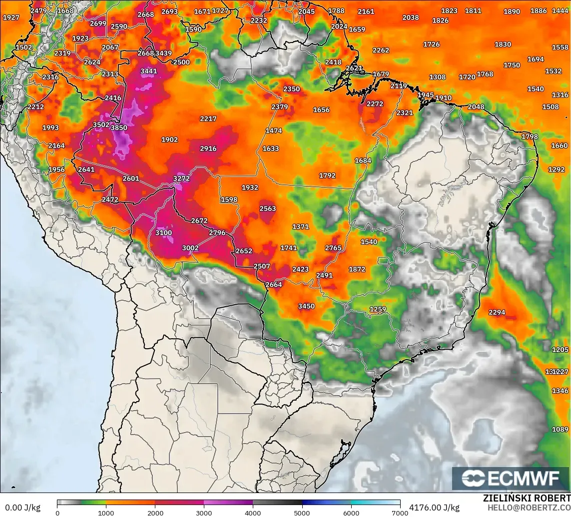 ECMWF IFS 0.25° model - Brezilya, CAPE