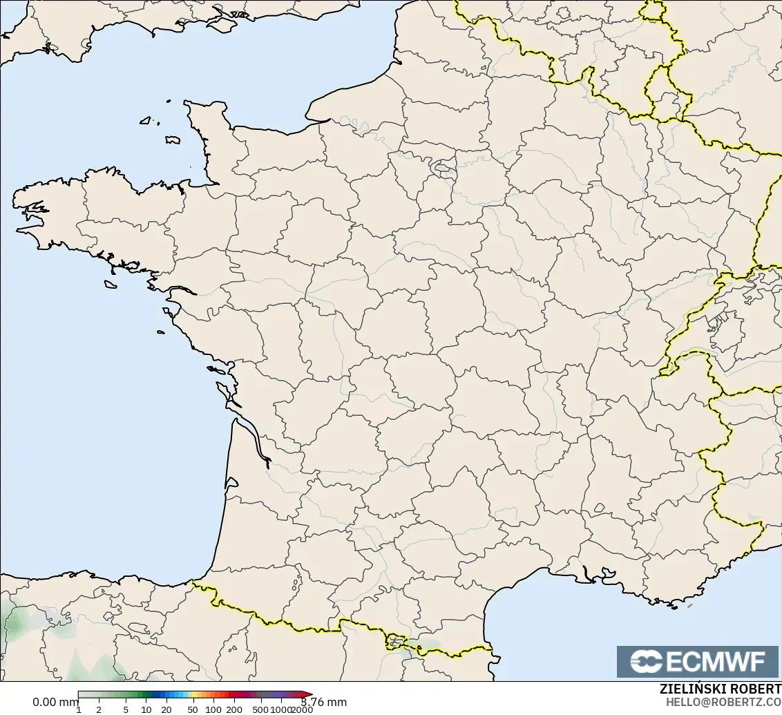 ECMWF IFS 0.25° model - Fransa, Yağış Birikimi