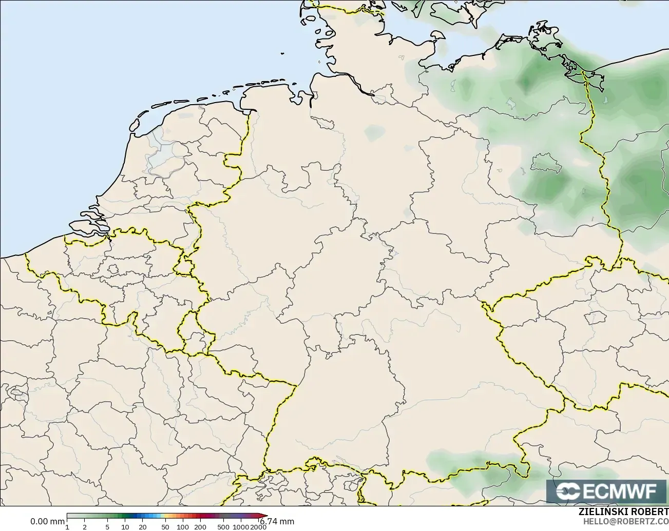 ECMWF IFS 0.25° model - Almanya, Yağış Birikimi