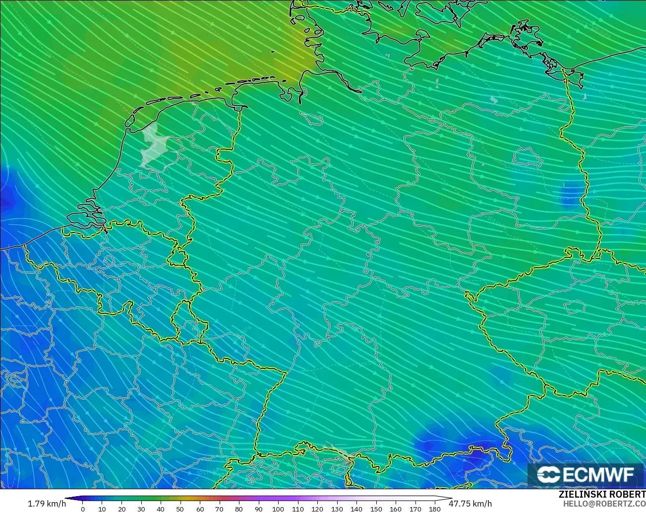 ECMWF IFS 0.25° model - Almanya, 10 m Rüzgâr