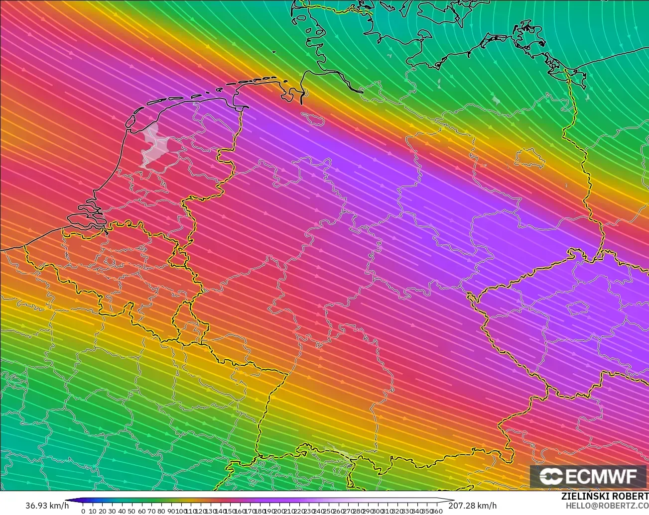 ECMWF IFS 0.25° model - Almanya, 300 hPa Rüzgârı (jet)