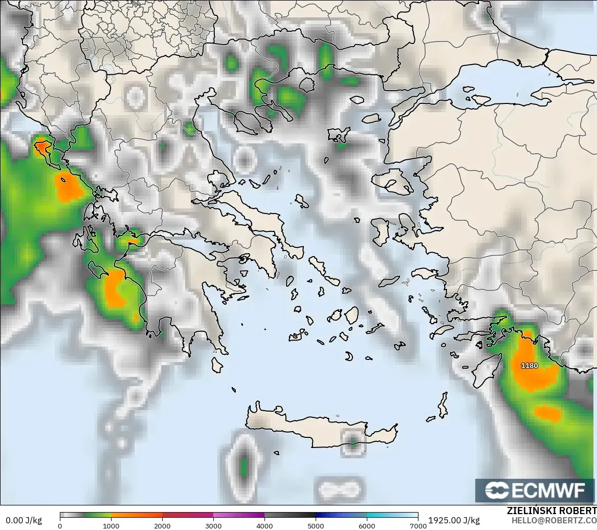 ECMWF IFS 0.25° model - Yunanistan, CAPE
