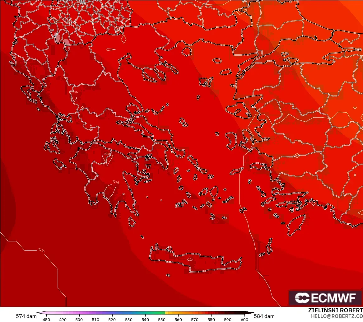 ECMWF IFS 0.25° model - Yunanistan, 500 hPa’da jeopotansiyel yükseklik