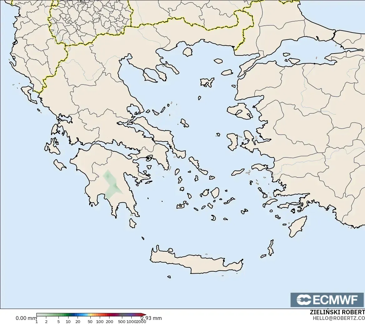 ECMWF IFS 0.25° model - Yunanistan, Yağış Birikimi