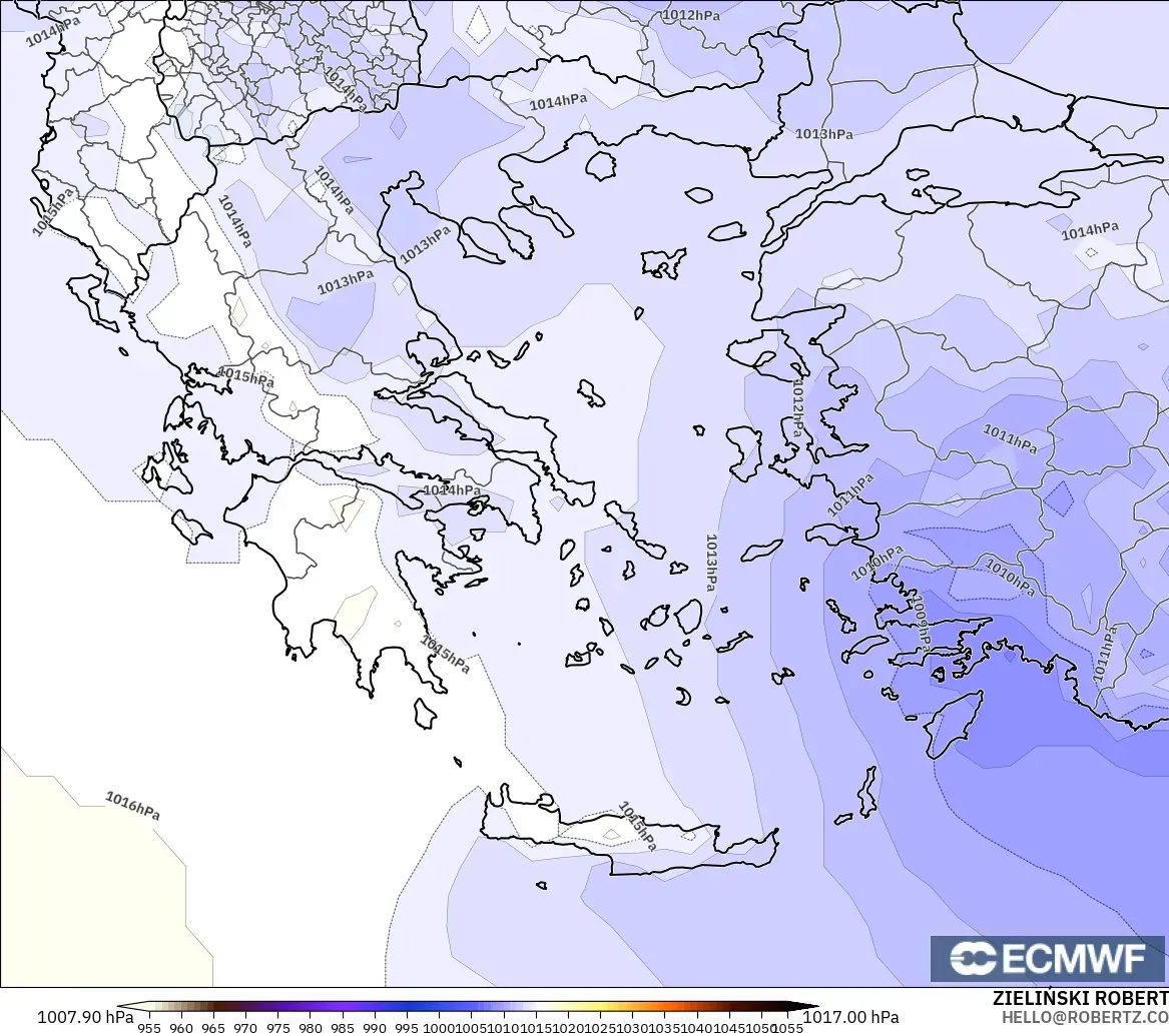 ECMWF IFS 0.25° model - Yunanistan, Basınç