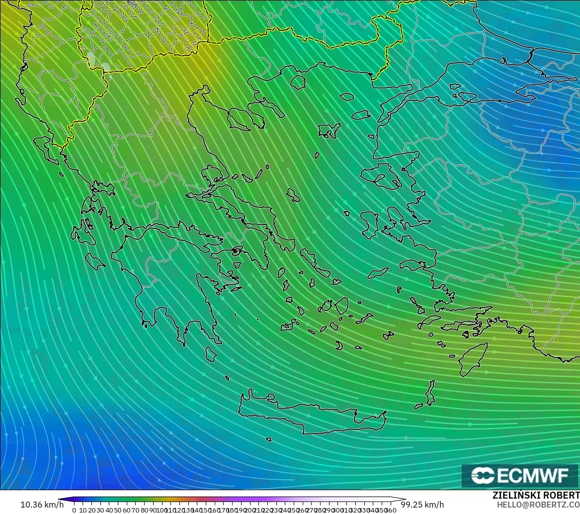 ECMWF IFS 0.25° model - Yunanistan, 300 hPa Rüzgârı (jet)