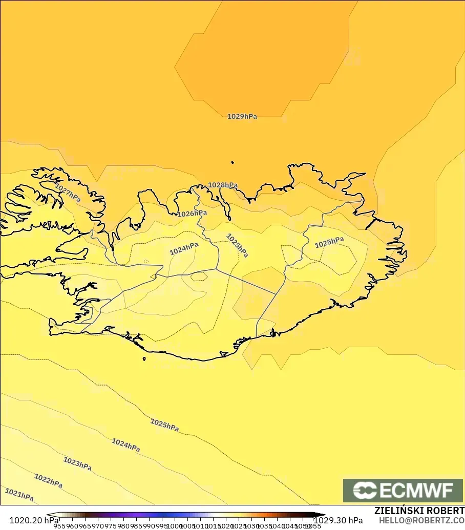 ECMWF IFS 0.25° model - İzlanda, Basınç