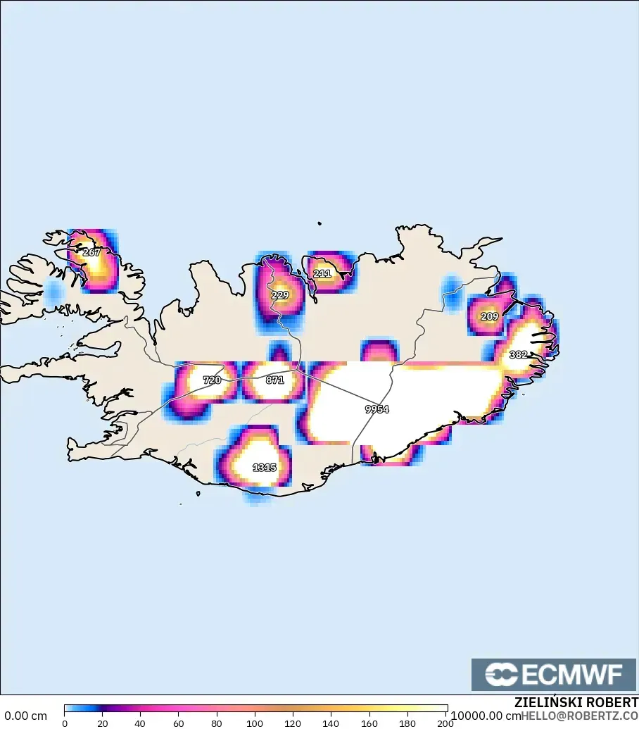 ECMWF IFS 0.25° model - İzlanda, Kar Kalınlığı