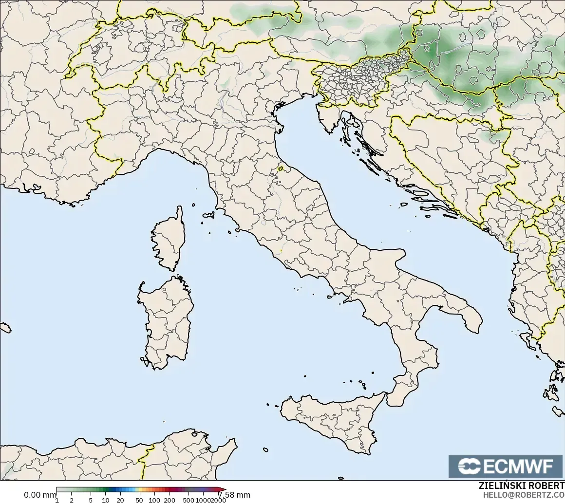 ECMWF IFS 0.25° model - İtalya, Yağış Birikimi