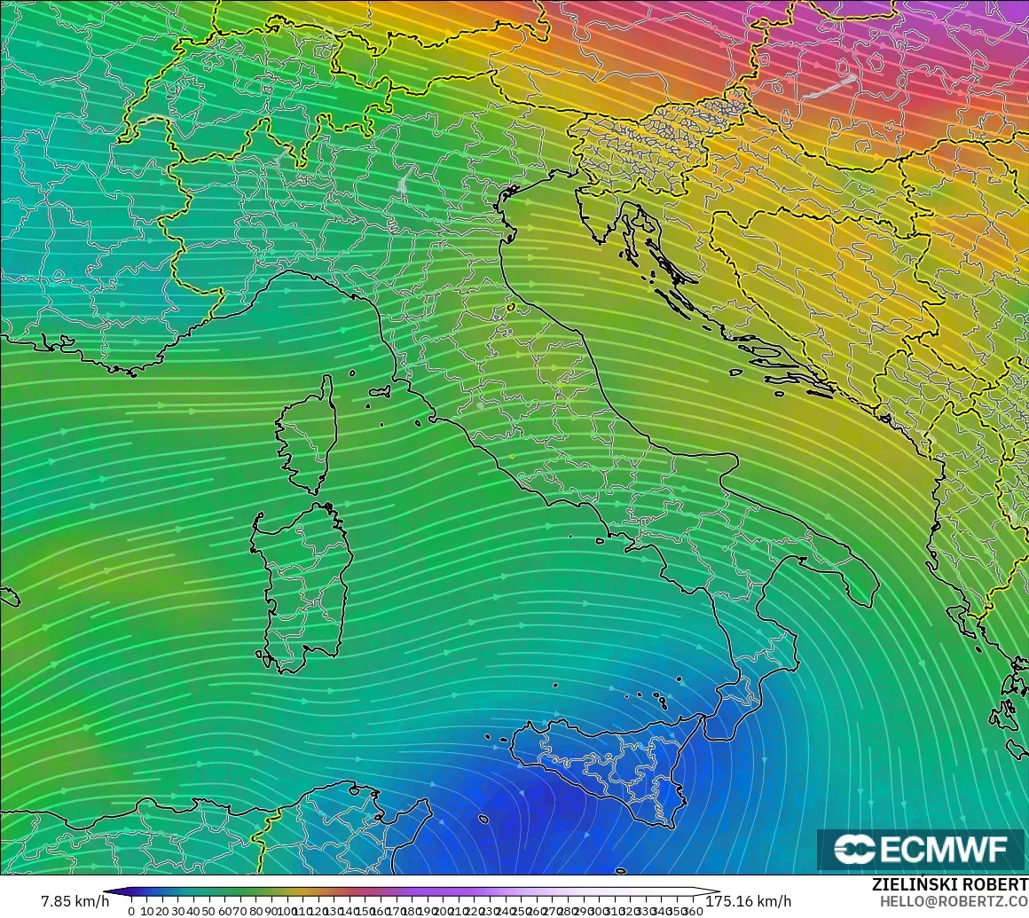 ECMWF IFS 0.25° model - İtalya, 300 hPa Rüzgârı (jet)