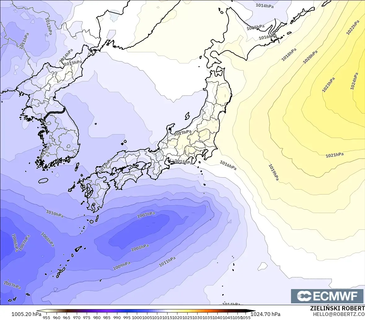 ECMWF IFS 0.25° model - Japonya, Basınç