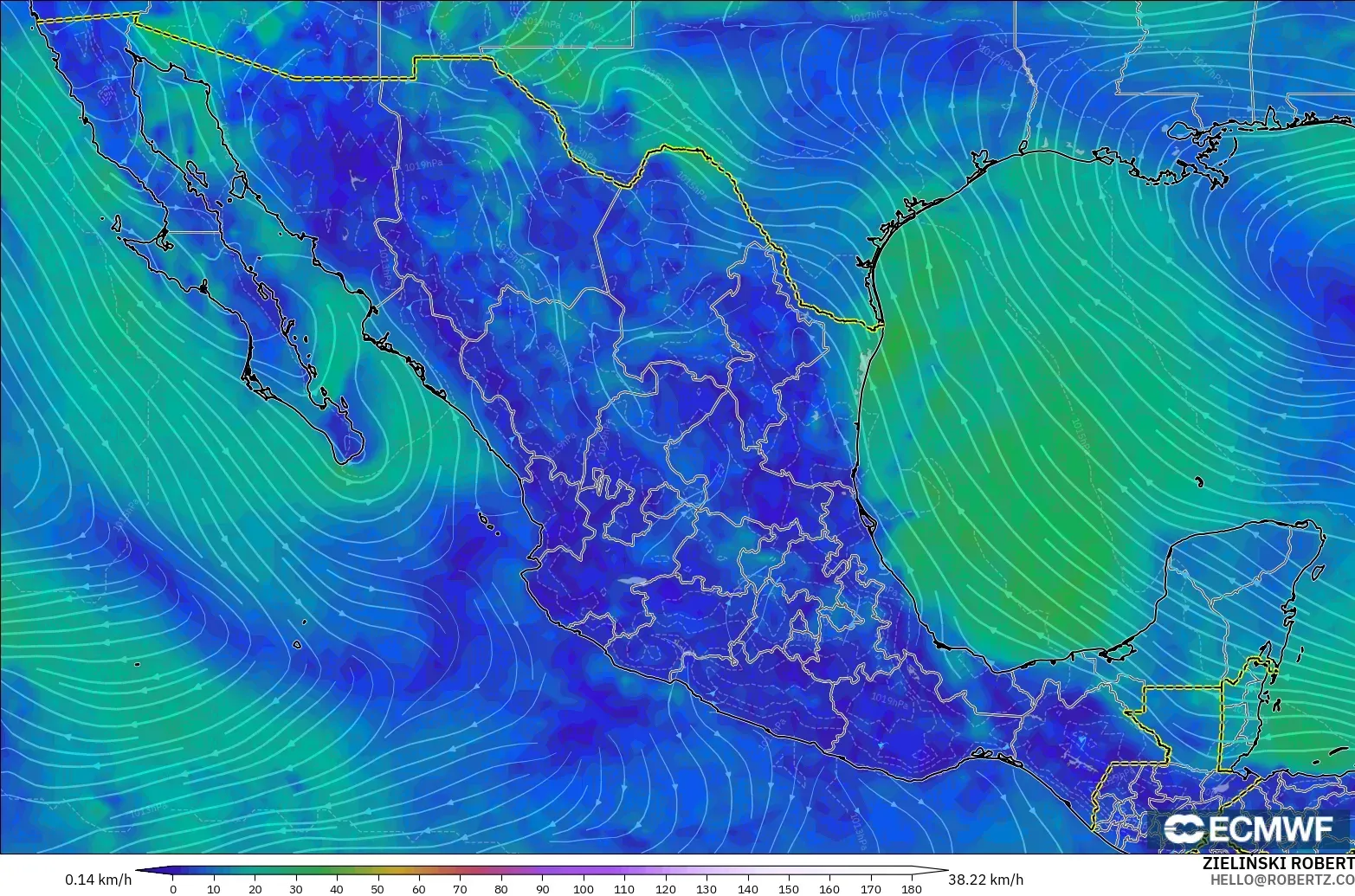 ECMWF IFS 0.25° model - Meksika, 10 m Rüzgâr