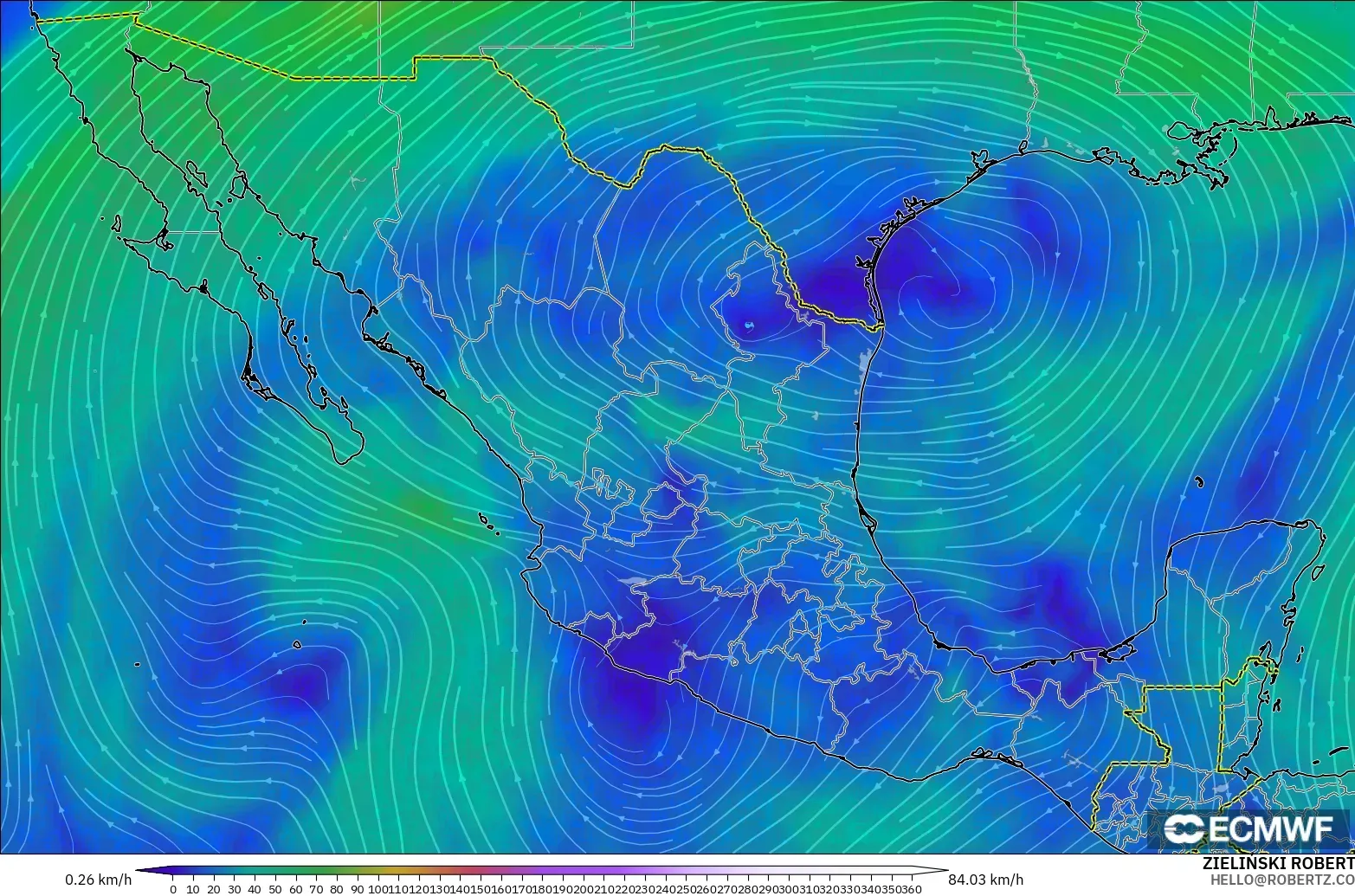 ECMWF IFS 0.25° model - Meksika, 300 hPa Rüzgârı (jet)