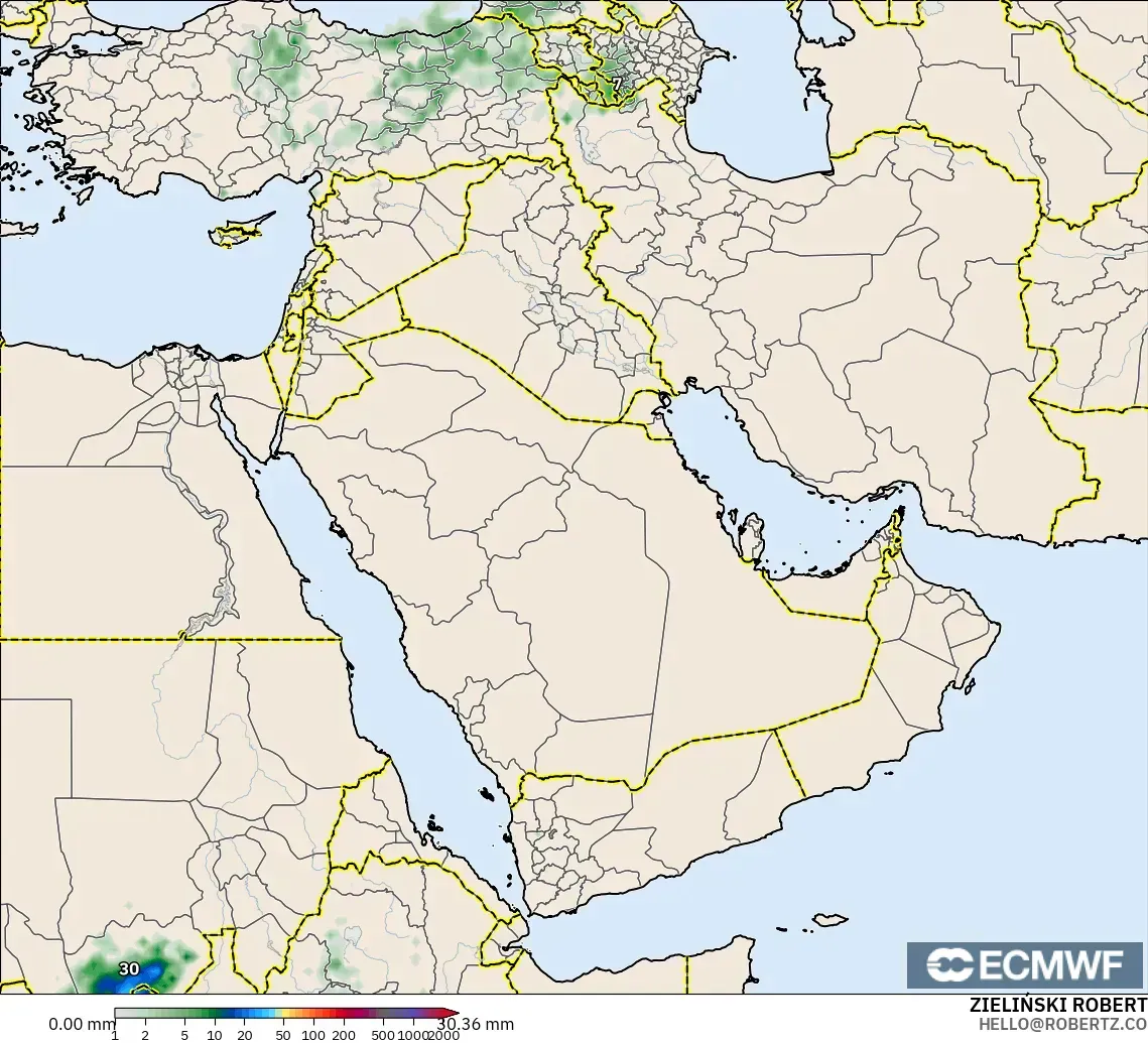 ECMWF IFS 0.25° model - Orta Doğu, Yağış Birikimi