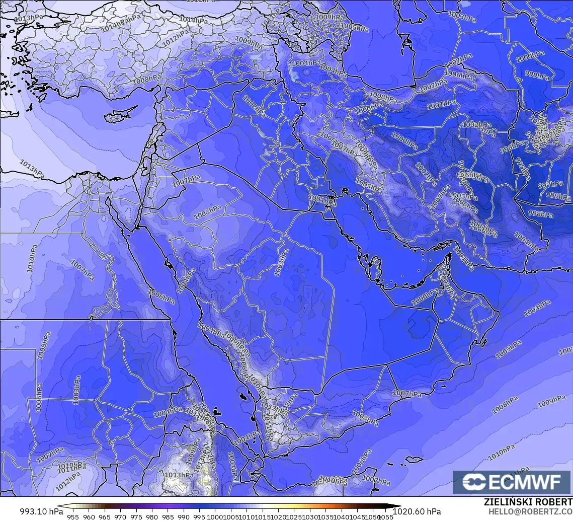 ECMWF IFS 0.25° model - Orta Doğu, Basınç
