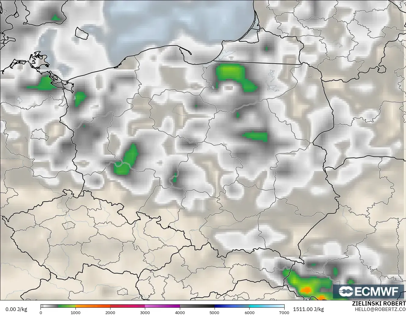 ECMWF IFS 0.25° model - Polonya, CAPE