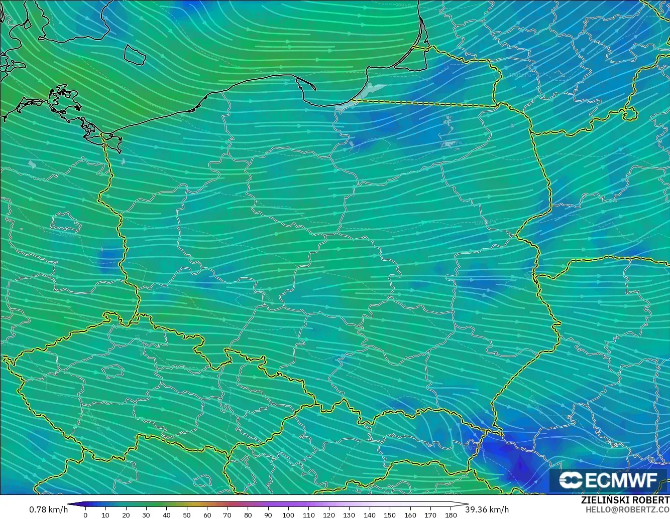 ECMWF IFS 0.25° model - Polonya, 10 m Rüzgâr