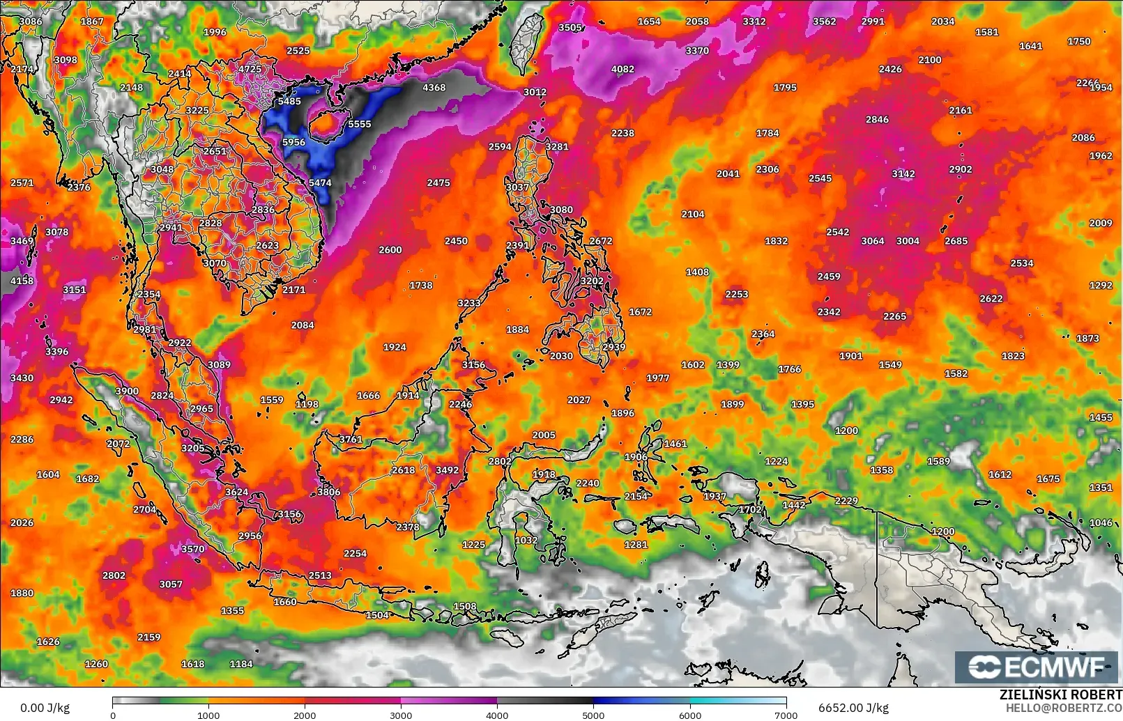 ECMWF IFS 0.25° model - Güneydoğu Asya, CAPE