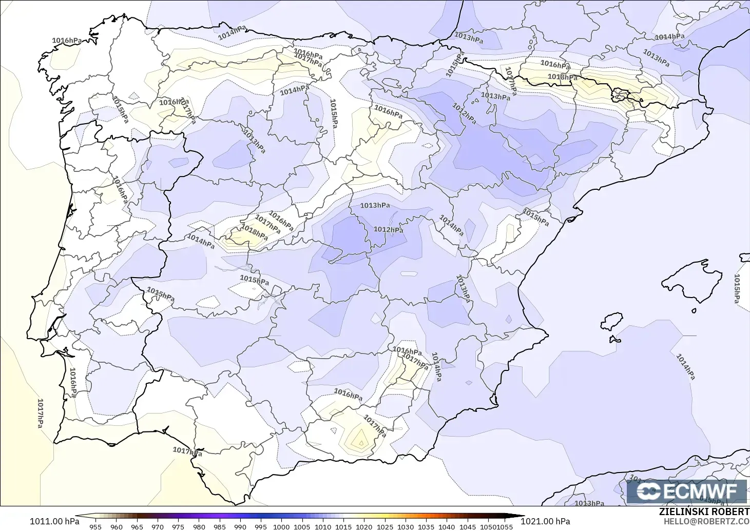 ECMWF IFS 0.25° model - İspanya, Basınç