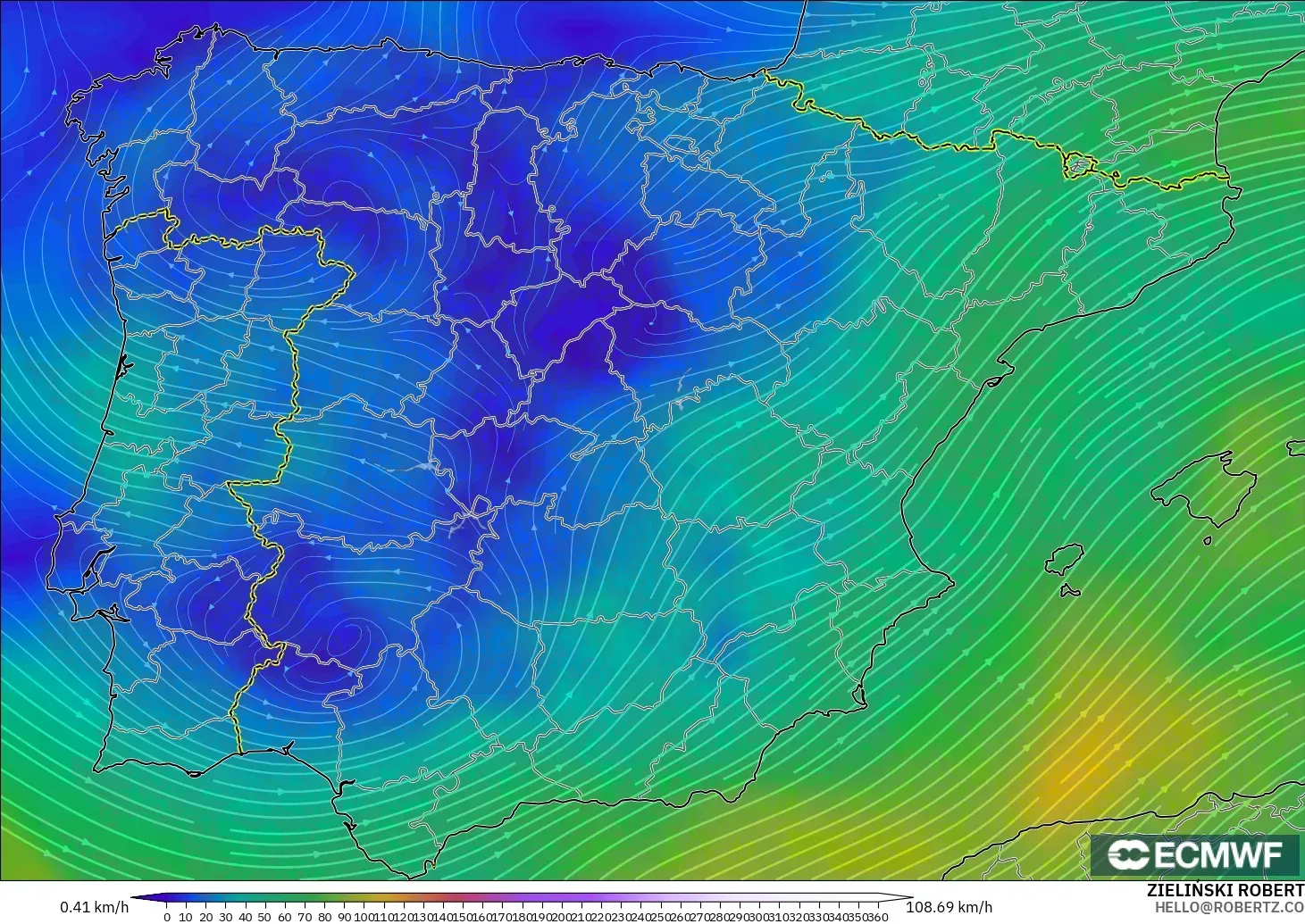 ECMWF IFS 0.25° model - İspanya, 300 hPa Rüzgârı (jet)