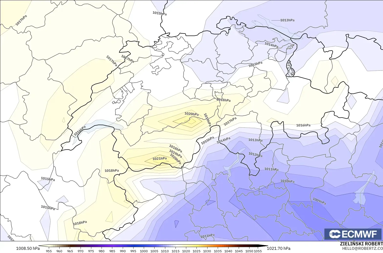 ECMWF IFS 0.25° model - İsviçre, Basınç