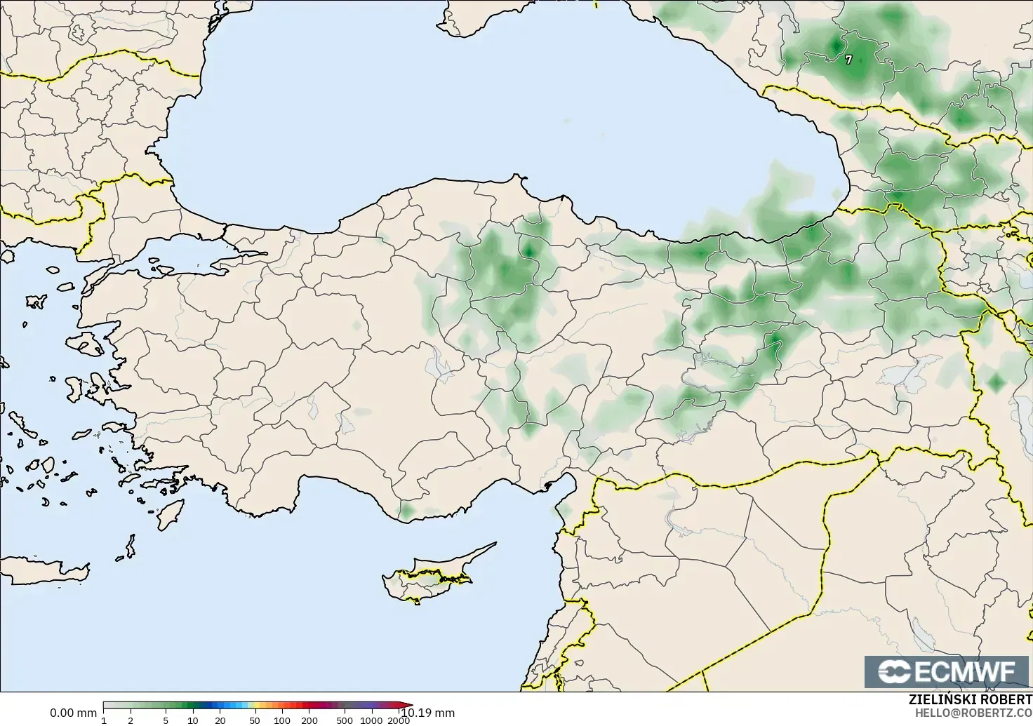 ECMWF IFS 0.25° model - Türkiye, Yağış Birikimi