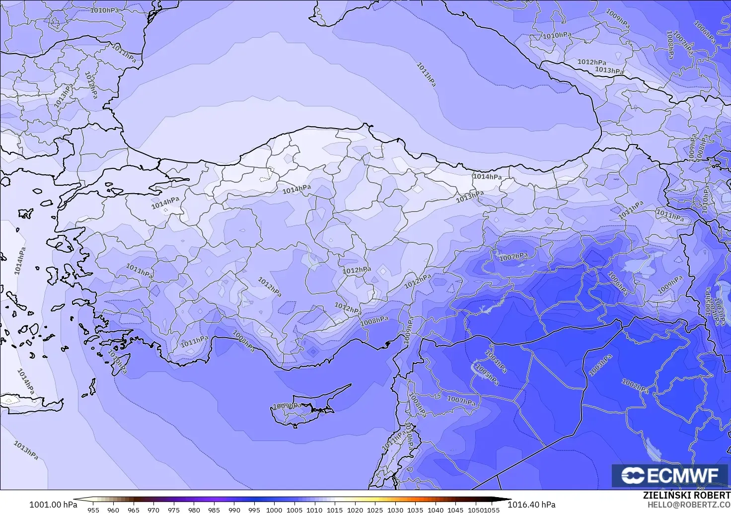ECMWF IFS 0.25° model - Türkiye, Basınç