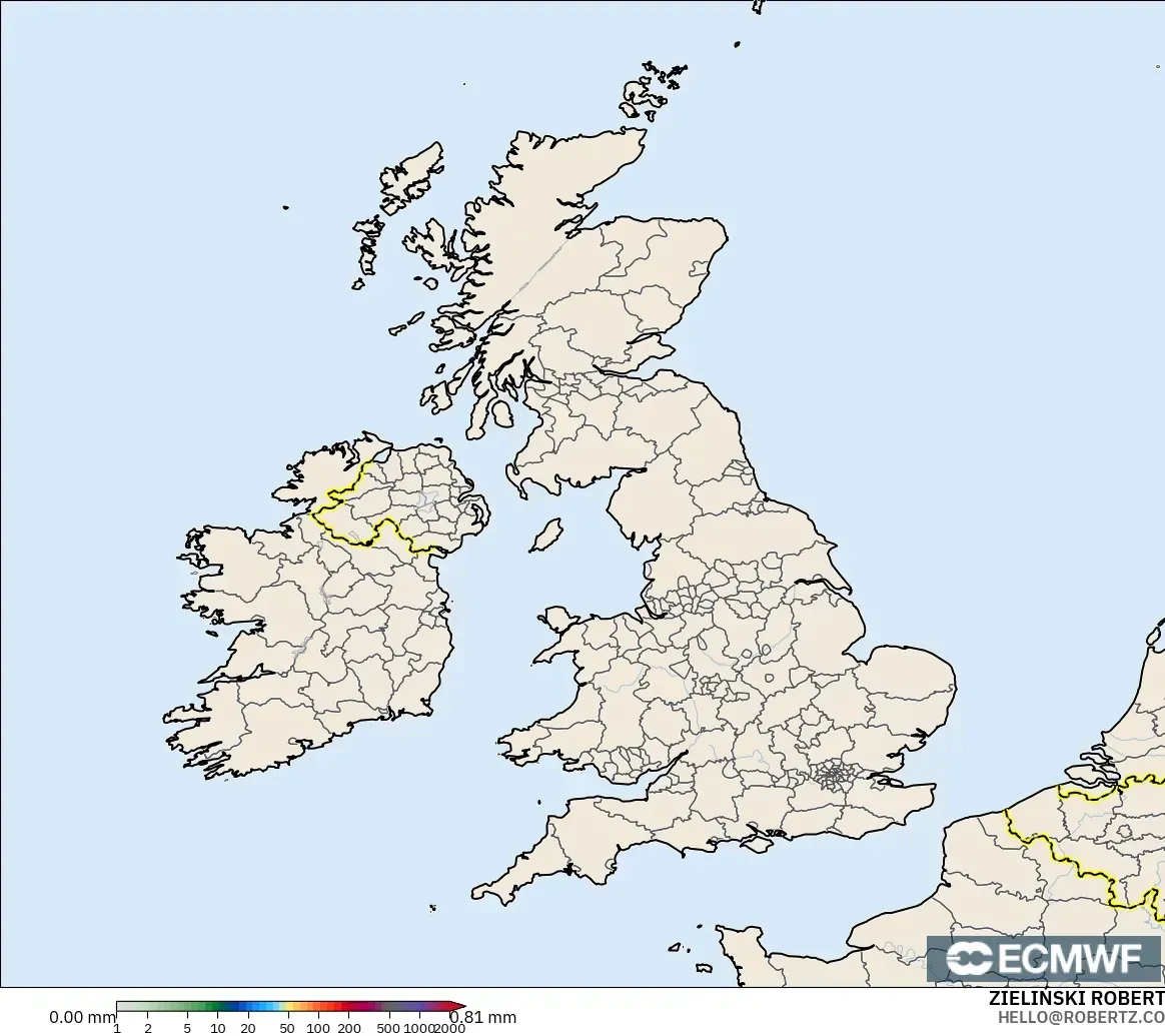 ECMWF IFS 0.25° model - Birleşik Krallık, Yağış Birikimi