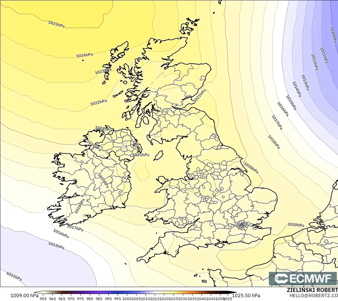 ECMWF IFS 0.25° model - Birleşik Krallık, Basınç