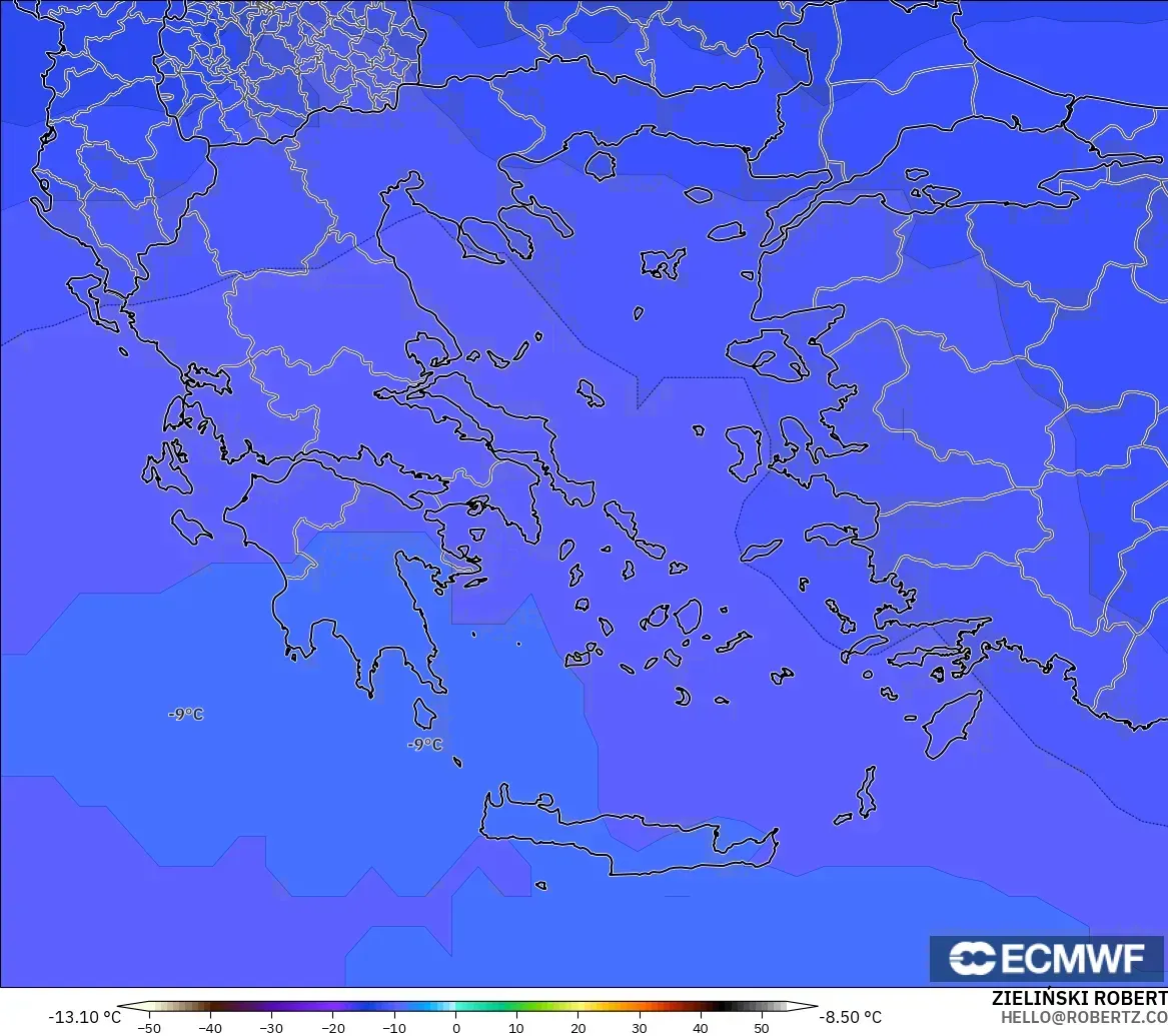 ECMWF IFS 0.25° model - Yunanistan, 500 hPa Sıcaklık