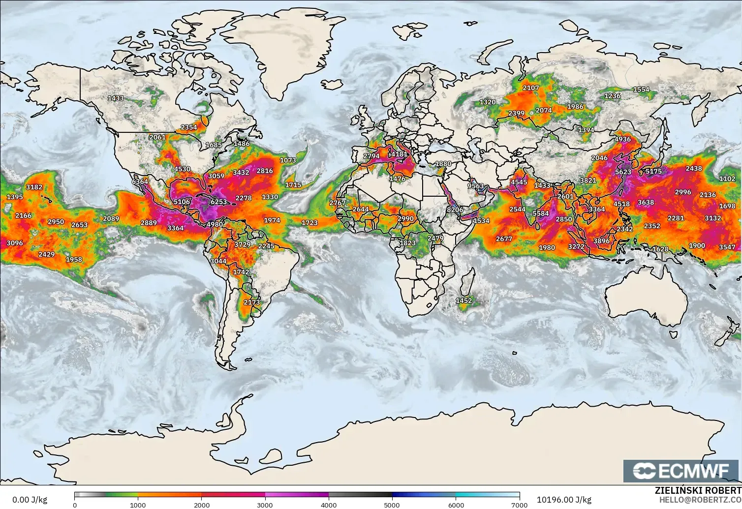 ECMWF IFS 0.25° model - Dünya, CAPE