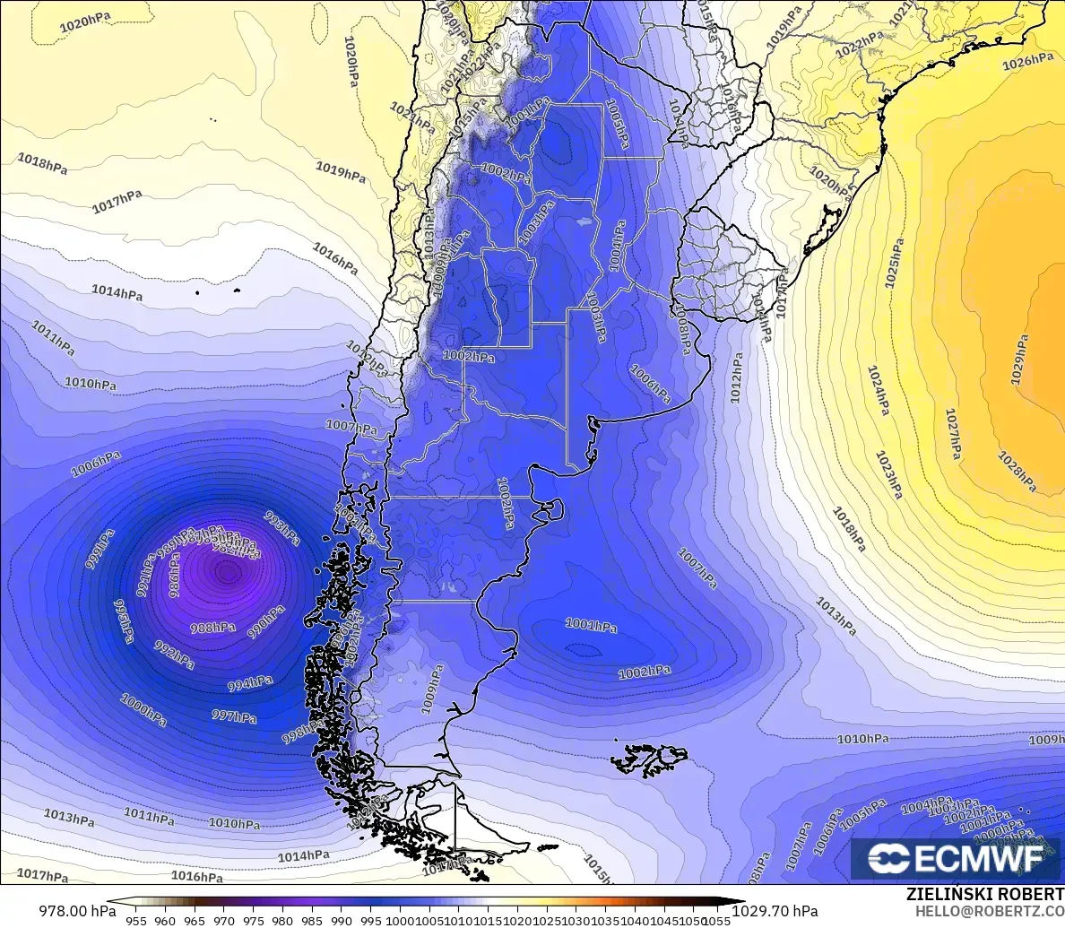 ECMWF IFS 0.25° model - Arjantin, Basınç