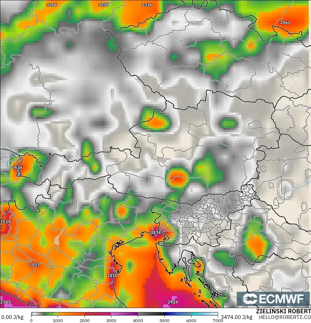 ECMWF IFS 0.25° model - Avusturya, CAPE