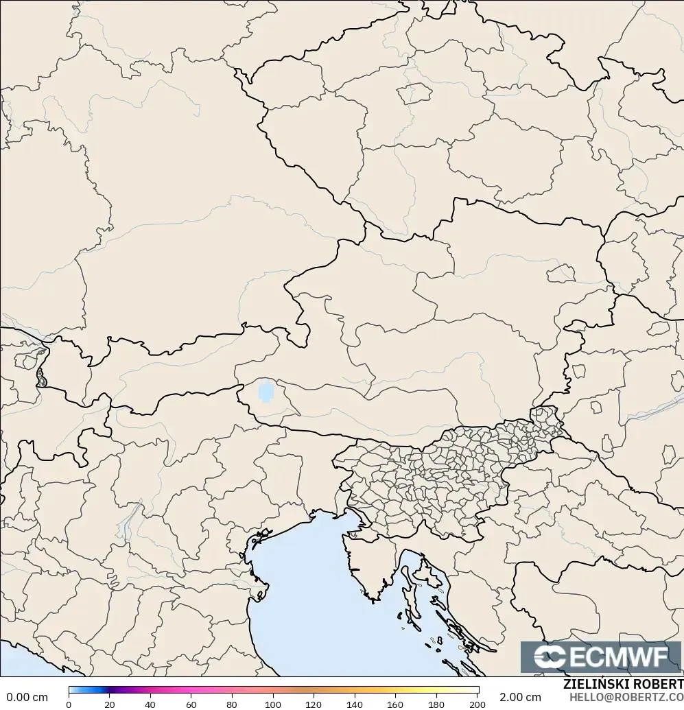 ECMWF IFS 0.25° model - Avusturya, Kar Kalınlığı