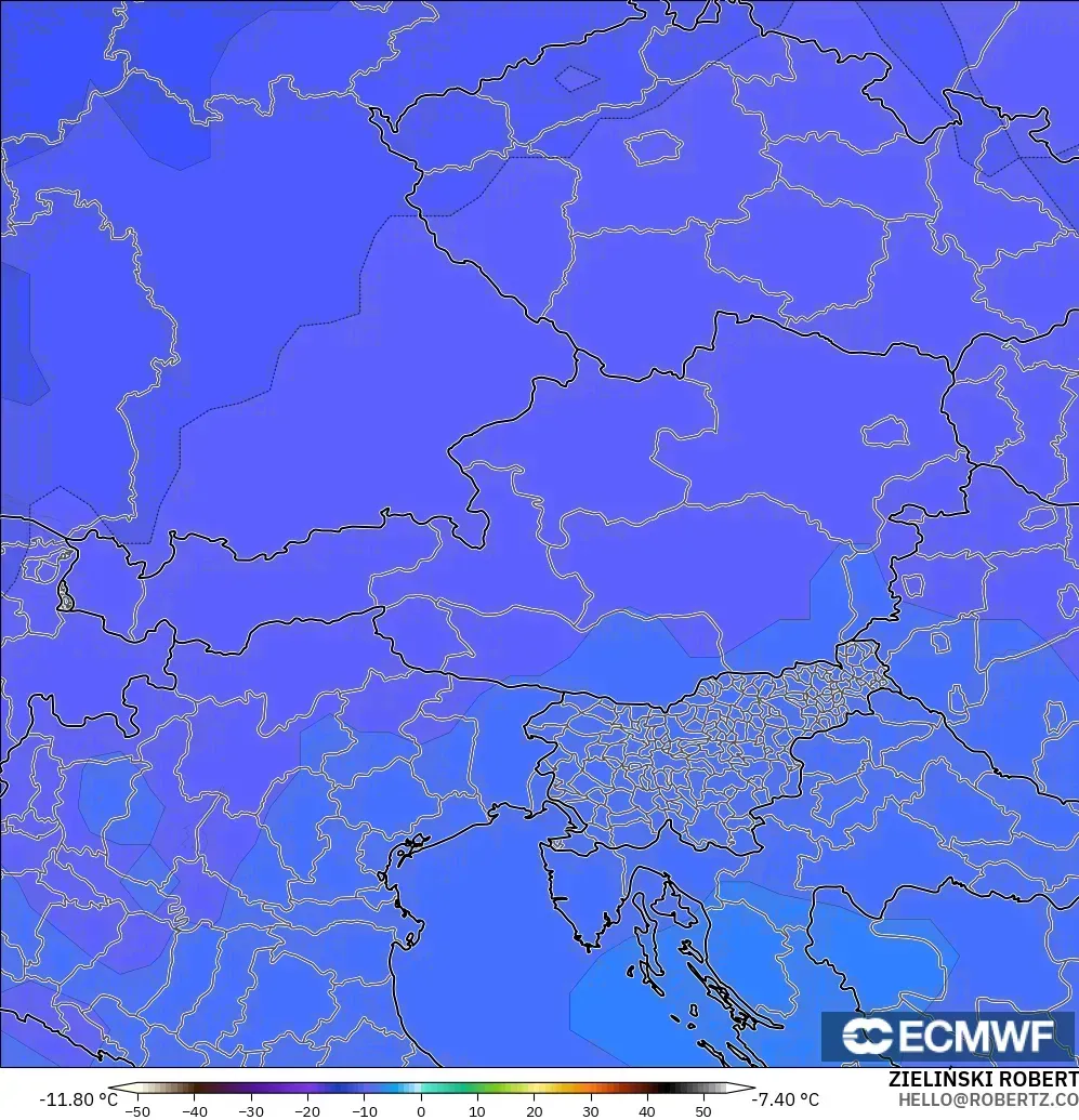 ECMWF IFS 0.25° model - Avusturya, 500 hPa Sıcaklık