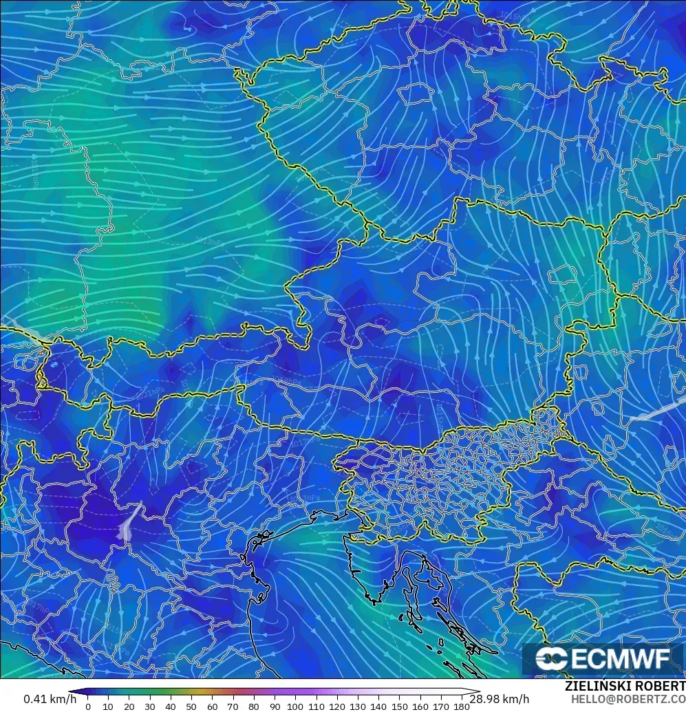 ECMWF IFS 0.25° model - Avusturya, 10 m Rüzgâr