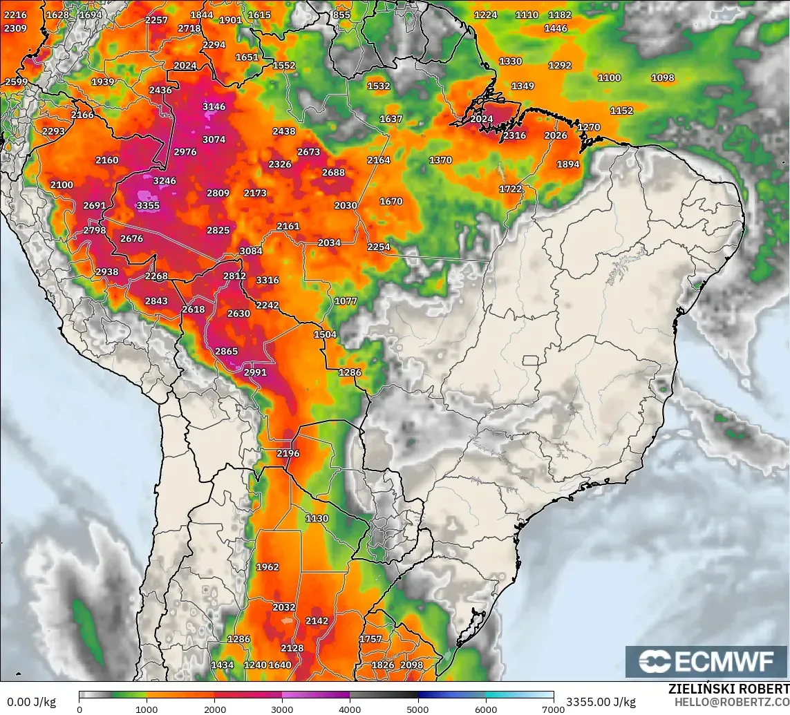 ECMWF IFS 0.25° model - Brezilya, CAPE