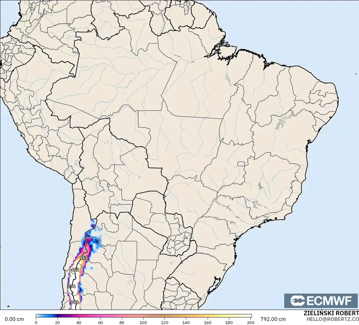 ECMWF IFS 0.25° model - Brezilya, Kar Kalınlığı