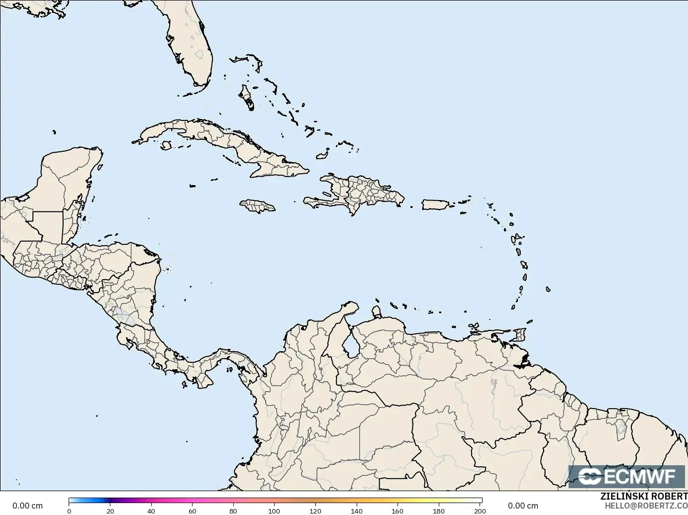 ECMWF IFS 0.25° model - Karayipler, Kar Kalınlığı