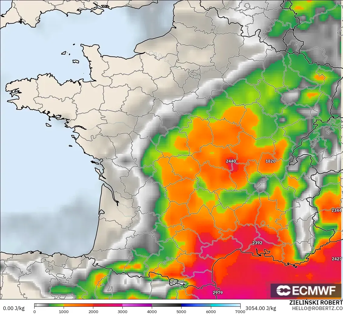 ECMWF IFS 0.25° model - Fransa, CAPE
