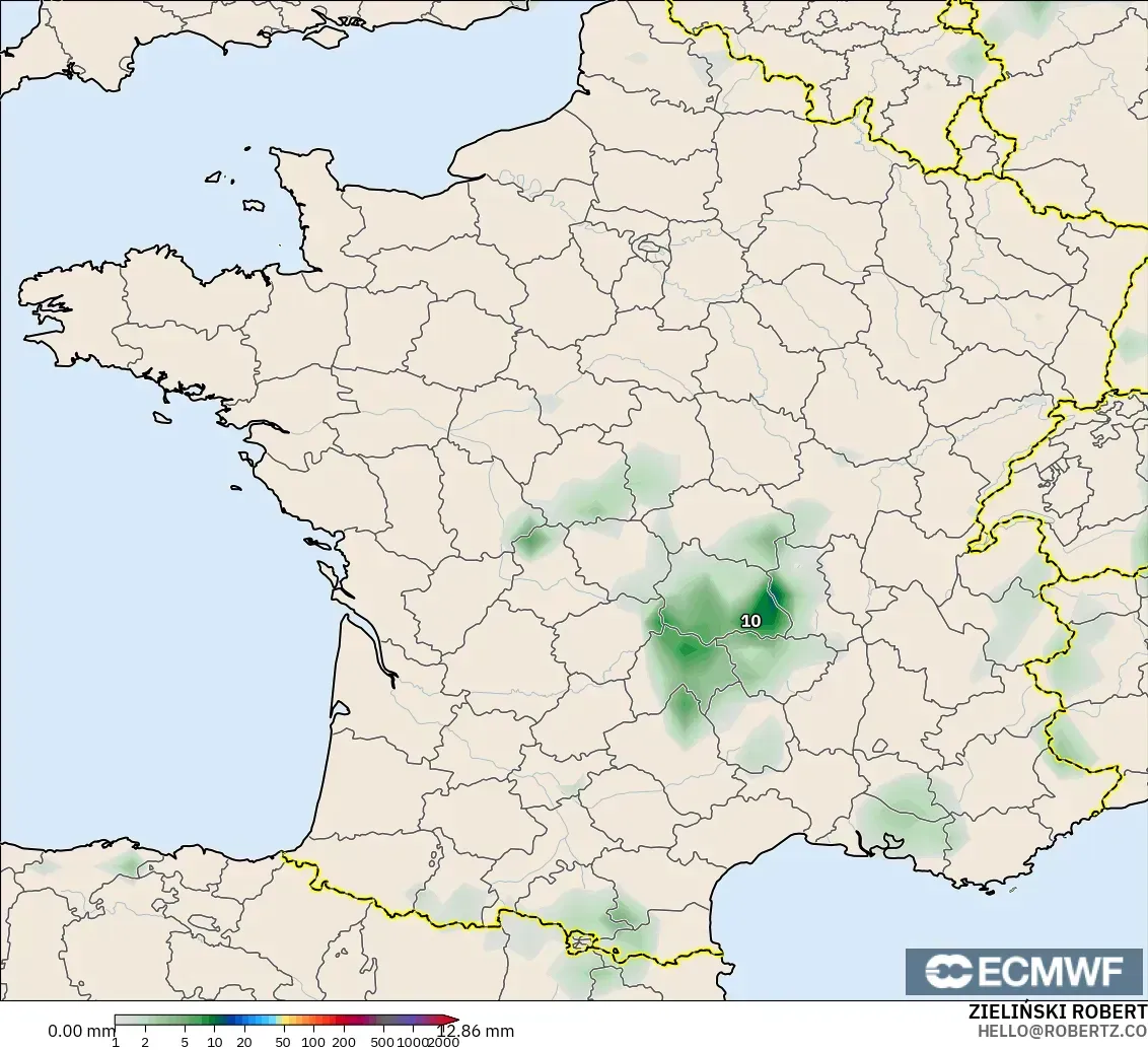 ECMWF IFS 0.25° model - Fransa, Yağış Birikimi